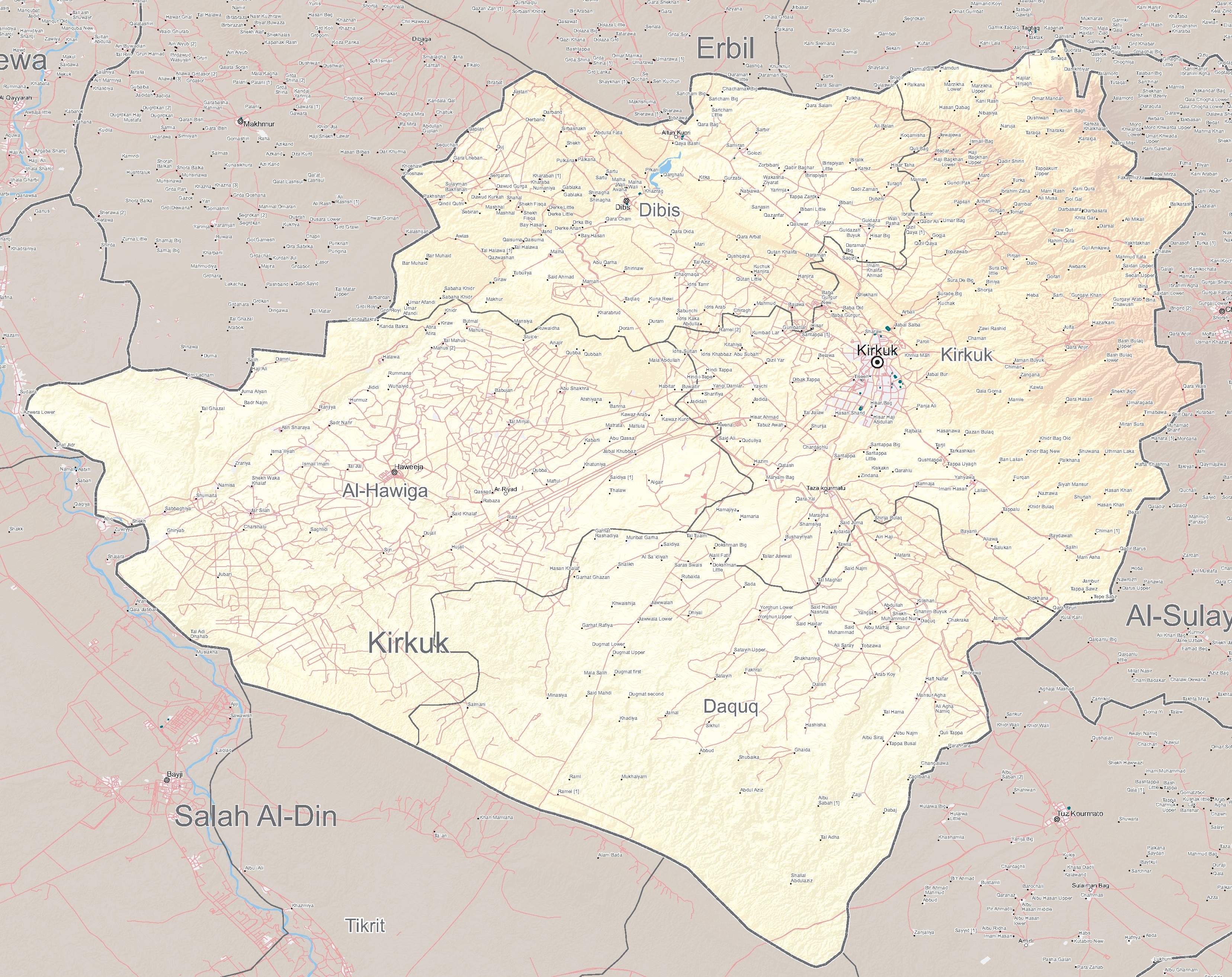 Kirkuk Governorate Map